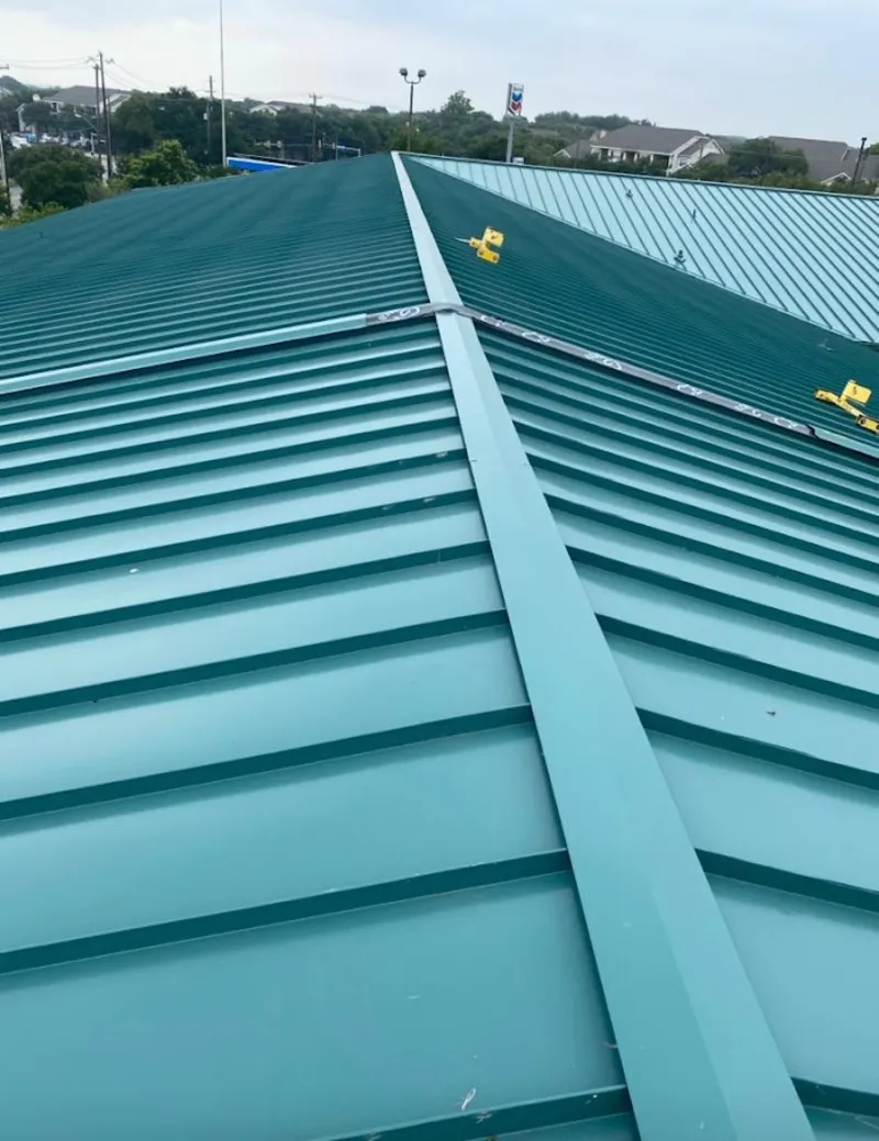 Green commercial metal roof ridge and valley for Metal Roof Repair in Felida